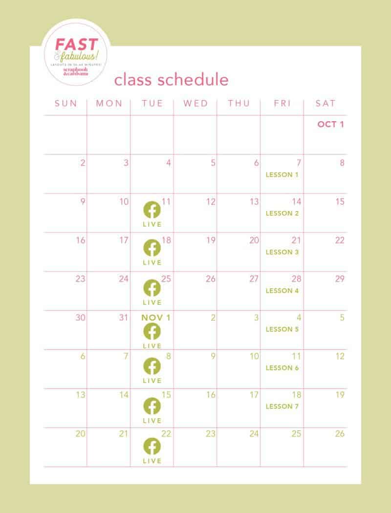 Fast & Fabulous Class Schedule