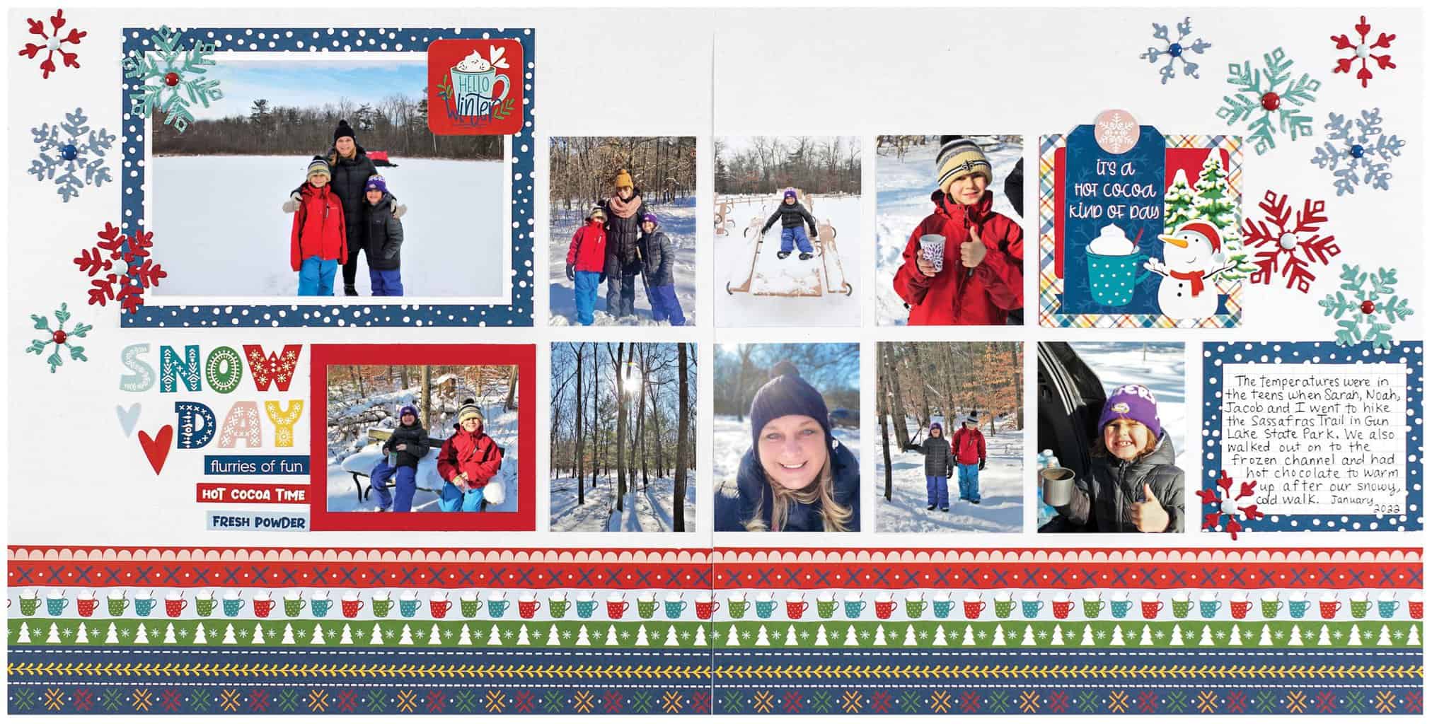 Snow Day layout by Jessica Quinn | Scrapbook & Cards Today magazine Winter 2023 Issue